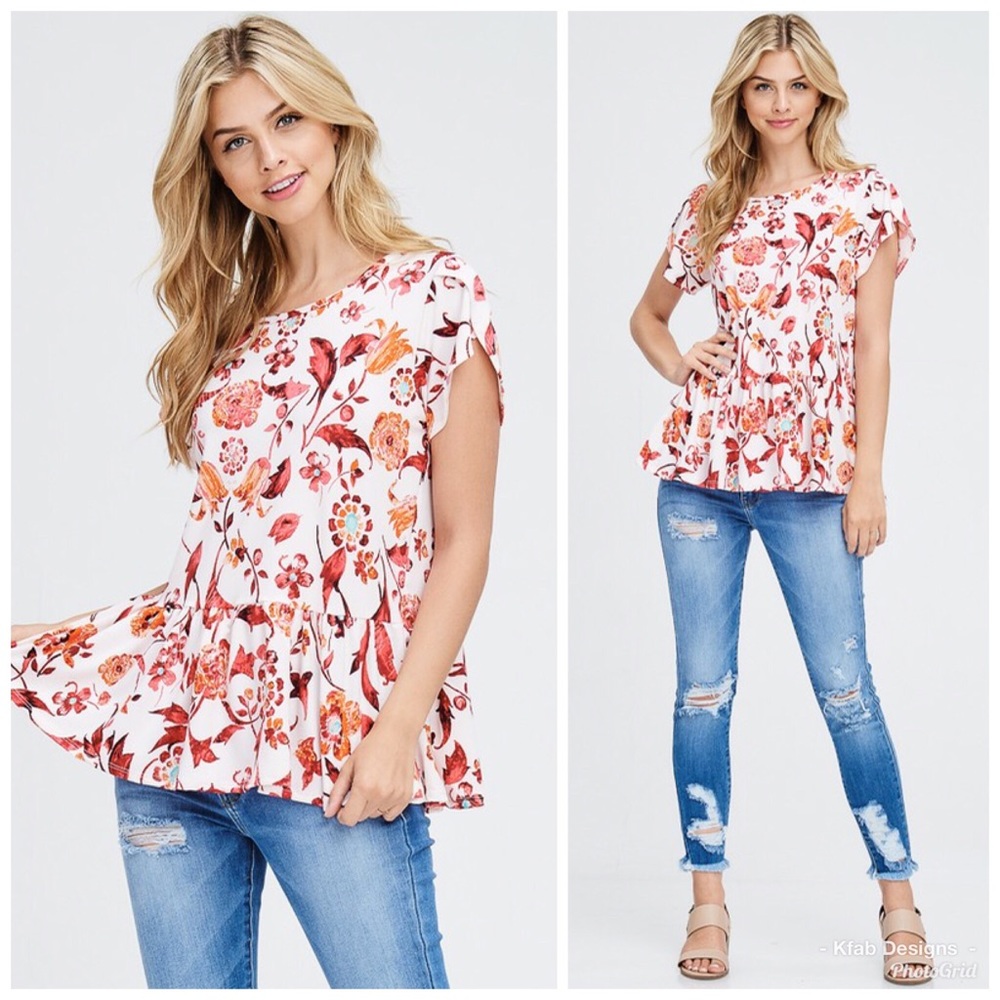 💕LAST 1! Tulip Sleeve Babydoll Ruffle Tunic! - Picture 1 of 7